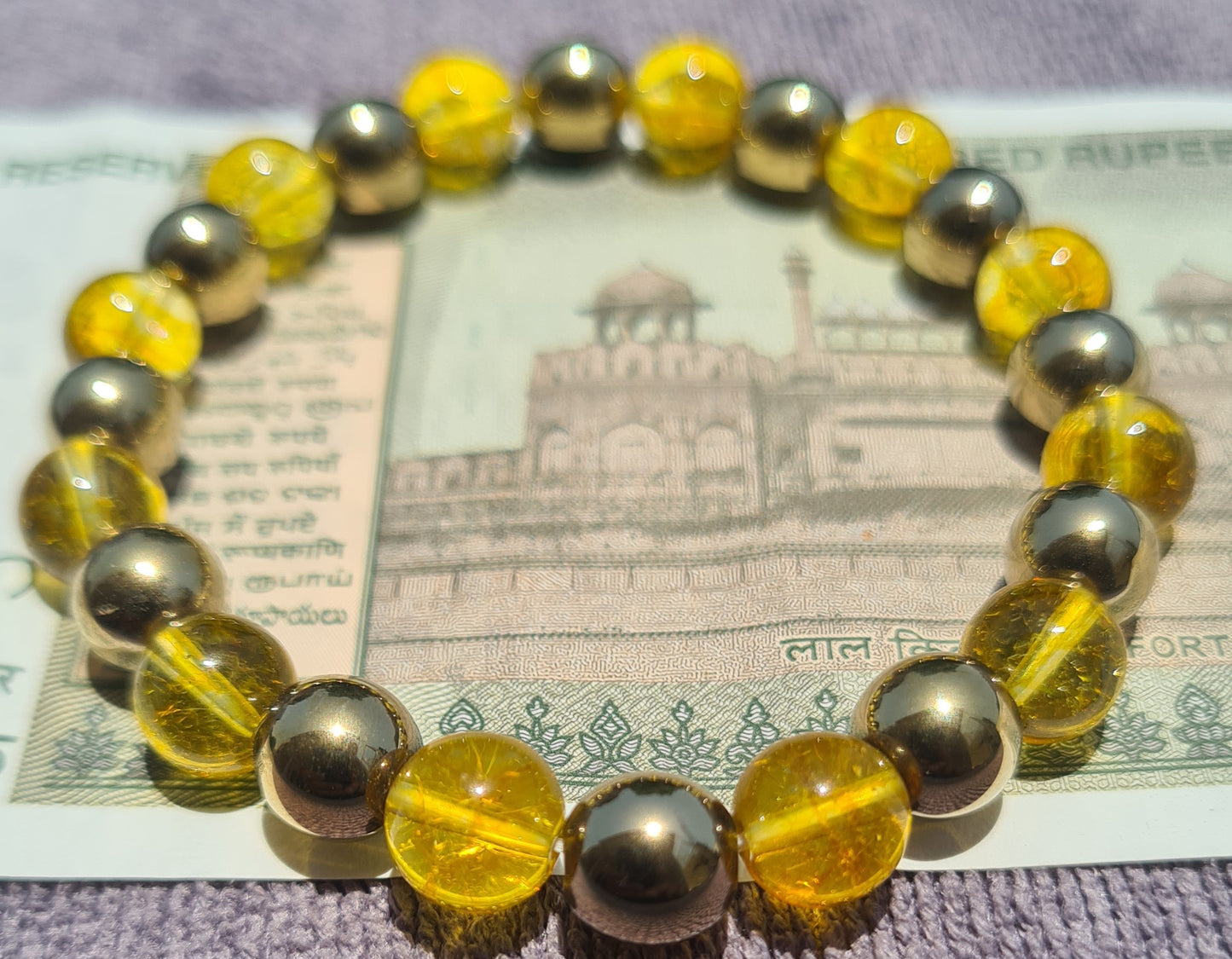 Citrine and Golden Pyrite Bracelet