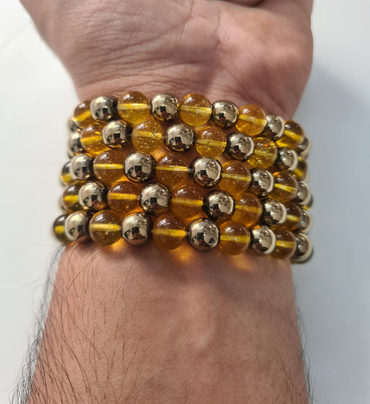 Citrine and Golden Pyrite Bracelet