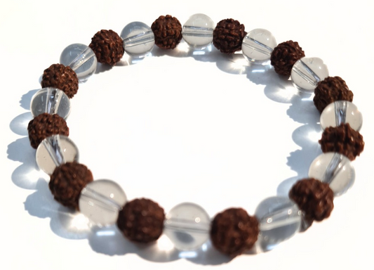 Rudraksh and Clear Quartz Bracelet